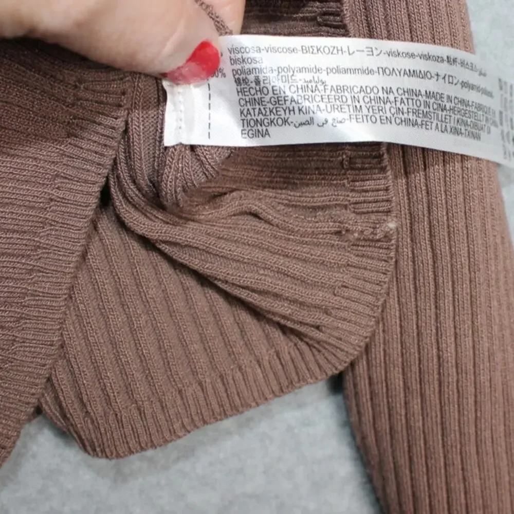Zara New Brown Off the Shoulder Crop Top‎ Long Sleeve Size Medium
